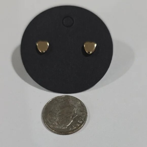 Gold tone Heart Stud Earrings – Minimalist Women’s Everyday Fashion Jewelry Gift - Picture 4 of 8